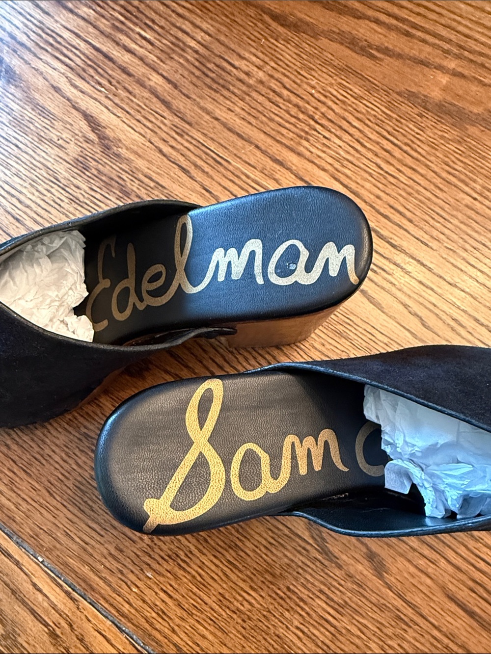 Sam Edelman Josselyn Black Suede Wooden Clog Mule Sandals Size 6 - Picture 2 of 12